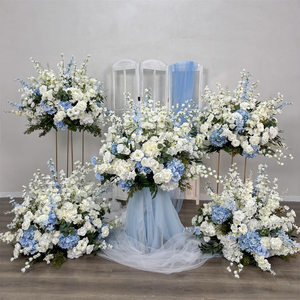 Fleurs artificielles en soie DKB, roses roses faites à la main, boule de fleurs blanches, décoration de centre de table de mariage - Product Image 1