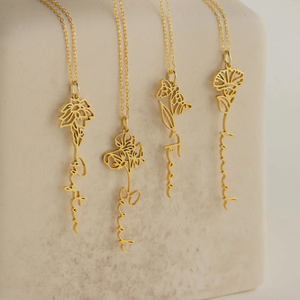 Dropshipping不锈钢名称项链女性定制12岁生日生日花朵名称项链个性化 - Product Image 5