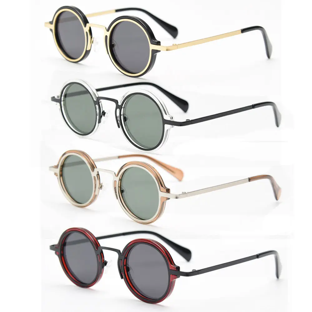 2023 Retro Luxury Round Gold Metal Steampunk Sun Shades Glasses Polarized Sunglasses for Unisex