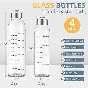 Botellas de <span class=keywords><strong>Agua</strong></span> de Vidrio Reutilizables de 17 oz, <span class=keywords><strong>a</strong></span> Prueba de Fugas, con Tapas Duraderas de Acero Inoxidable, Marcas de Medición Claras para la Hidratación Diaria - Product Image 3