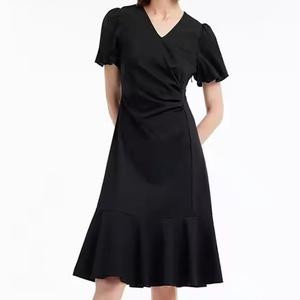 Vestidos Midi Casuales Elegantes para Mujer, Cuello en V, Manga Corta, Dobladillo Plisado, Alta Calidad, Personalizados al por Mayor, OEM, ODM - Product Image 1