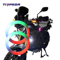 Lumière de logo LED RGB pour moto TIYPEOR, 60 mm, lumière ambiante, anneau halo, emblème rétroéclairé avec couvercle pour accessoires HONDA BMW F900XR