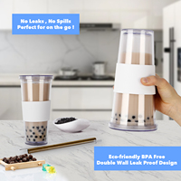 Tasse en plastique réutilisable à double paroi de 24oz 700ml avec couvercles personnalisables en paille Utilisation de café de jus de thé au lait Boba