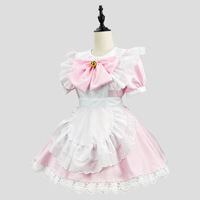 Costume de cosplay de femme de chambre d'anime japonais pour femmes, robe mignonne pour Halloween, maquillage, déguisement, uniforme, costume Lolita avec un grand nœud