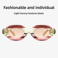 Lunettes de soleil ovales épaisses personnalisées, style hip-hop, polyvalentes, unisexe, rétro, en composite, pour le commerce transfrontalier