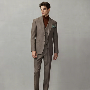 Abito da <span class=keywords><strong>Uomo</strong></span> Italiano Personalizzato OEM, <span class=keywords><strong>Completo</strong></span> a 2 Pezzi per Matrimonio, Vestito Slim Business Premium in Lana Grigia per <span class=keywords><strong>Uomo</strong></span> - Product Image 3