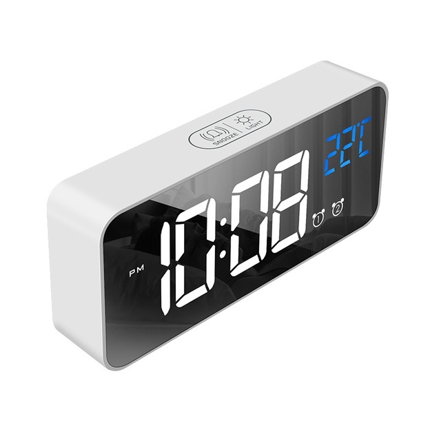 Mini Digital ABS LED USB Charge Music Alarm Clock for Students Kids Electronic Date Temperature Voice Control Silent Touch