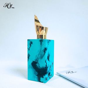Botella de <span class=keywords><strong>Perfume</strong></span> de Vidrio Vacía Personalizada Hanya con Diseño de Caballo, Color Interior Pintado, de Lujo con Tapas Metálicas Doradas - Product Image 3