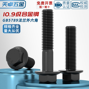 Boulon à bride Tianzhuo M6 M8 M10 M12 M14 M16 M18 M20 en acier allié de grade 10.9, filetage grossier noir GB5789 pour l'automobile - Product Image 3