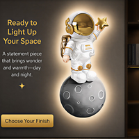 Décoration murale LED Astronaute et Lune en cristal, Art lumineux sur le thème de l'espace pour Chambre d'enfant, Salle de jeux, Hôtel, Intérieurs modernes et ludiques