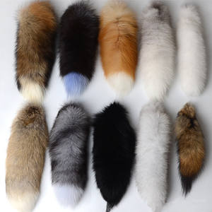 毛皮の尾のキーリング動物の尾装飾アクセサリー天然毛皮の尾のキーチェーン卸売染め色 - Product Image 3