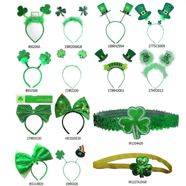 Irish Holiday Dress-up Costume Accessories Sash St. Patrick's Day Green Satin Bow Headband Party Green Bowtie