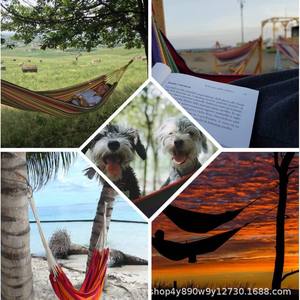 Hamac en coton Woqi à rayures orange, capacité de 204 lb, portable, pour l'extérieur, l'intérieur, le camping, la terrasse, la cour - Product Image 4