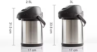 Distributeur d'eau et de café thermique à double paroi en acier inoxydable avec pompe à levier et isolation sous vide