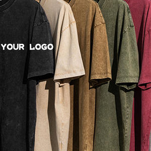 Высококачественная однотонная хлопковая футболка оверсайз с заниженной линией плеча, с эффектом потертости, с возможностью нанесения логотипа, плотная, для мужчин - Product Image 1