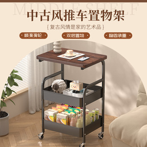 Multi Tier Mobile Storage Trolley <b>Side</b> <b>Table</b> With Large Capacity For Bedroom Modern Style Rectangle Assembly Standing Type - Product Image 5