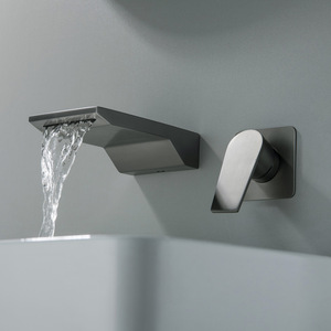 Jboyun Wall Mounted Basin Faucet 304 Stainless Steel Single Handle Ceramic Valve Core Waterfall Design - Product Image 3