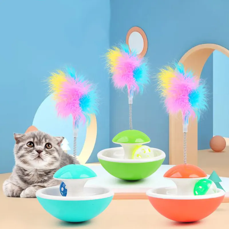 Colorful Feather Interactive Cat Toy Teaser Stick Cat Toy Feather Wand Playing Kitten Funny Tumbler Cat Teaser Stick Toys