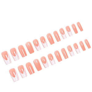 Kit de <span class=keywords><strong>Uñas</strong></span> Acrílicas Cuadradas Rosadas Francesas de 24 Piezas, con Líneas Difuminadas Pintadas a Mano en Contraste, Totalmente Cubiertas, para Arte de <span class=keywords><strong>Uñas</strong></span> al por Mayor - Product Image 4