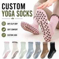 Chaussettes de yoga personnalisées antidérapantes avec double revers à volants pour Pilates, Barre, entraînement en studio – Fabricant OEM