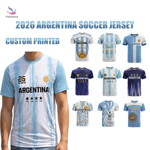 Camiseta Deportiva Transpirable para Hombre, Argentina 2026, Cuatro Estrellas, Messi Superestrella, Jersey de Fútbol Argentino, con Estampado, Gorra de Fútbol, Manga Corta - Product Image 1