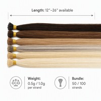 Extensions de cheveux pré-collées Remy européennes compatibles avec les micro-perles I-Tip, lot en gros pour salon, marque FARUI