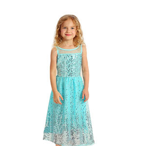 Princessas Vestidos casuales de verano para niñas Tallas 10 a 12 años O-cuello Crocheted A-Line Sin mangas con decoración de lentejuelas - Product Image 1