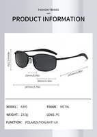 Lunettes de soleil polarisées A395 rétro rectangulaires à monture métallique, protection UV, tendance, pour la conduite, les activités de plein air, le quotidien, la plage et les voyages