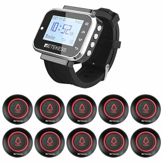 Wireless Calling System Smart Watch Pager Receiver for Restaurant Coffee bar Store Food Court Retekess TD110 T117 TD019