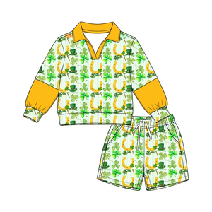 สั่งจองล่วงหน้าชุดเสื้อแขนยาว 2 ชิ้นสำหรับเด็กผู้หญิงชุดลำลองพิมพ์ลายวันเซนต์แพทริคสำหรับเด็กวัยหัดเดิน - Product Image 4