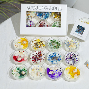 YUHUAN Scented <b>Candles</b> Round Bean Wax With Glitter Seashells Decorative Gift <b>Set</b> All Seasons Unique Style - Product Image 1