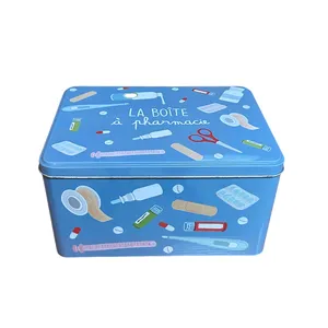 Impresión personalizada de dibujos animados vacío Rectangular Metal Can Bar caja de embalaje caja de lápices de estaño caja de lata de naipes