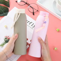 Bouteille d'eau en verre à double paroi isolante rose de 320 ml avec corde élastique, prix avantageux, cadeau de fête, cadeau de mariage