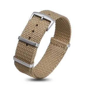 高品质一件纯棉手表手链20毫米22毫米卡其色纯棉表带