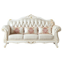Ensemble de canapés contemporains en cuir véritable avec motifs sculptés en feuille d'or, structure en bois massif et design compact