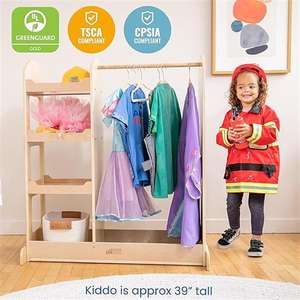 202405 enfants habiller Center avec miroir tout-petits garde-robe en bois placard Cubby pour petites filles - Product Image 3