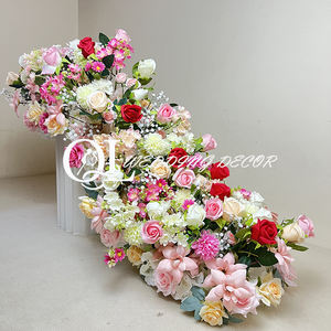 Petit chemin de table en fleurs artificielles, boutons de rose en soie colorés rose champagne, pour décoration d'arche de mariage et de petite table, avec <span class=keywords><strong>lys</strong></span> - Product Image 3