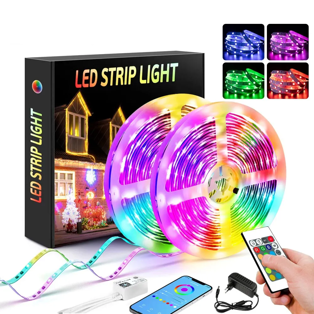 Smart LED Light Strip Compatible with Alexa Music Sync Color Changing RGB 5050 LED Strip for TV Bedroom Kitchen WiFi LED Strip