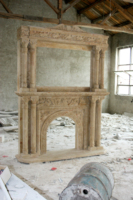 Luxueux Villa Intérieur Maison Décoration Murale Pierre Naturelle Intérieur Luxe Europe Beige Overmantel Marbre Double Cheminée Cadre