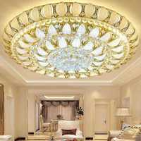 Lustre de plafond en cristal de luxe, en métal, rond, à plusieurs niveaux, classique, pour hôtel, villa, salon, salle à manger