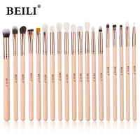 Ensemble de pinceaux à maquillage flexibles et doux pour la peau avec manche en bois pour un maquillage précis des yeux, des lèvres et des cils