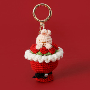 จี้ทำด้วยผ้าขนสัตว์รูปดอกกุหลาบหิมะสีขาวสำหรับเจ้าหญิงพวงกุญแจช่อดอกไม้ขนาดเล็กลายดอกกุหลาบแมวเคธี่ดอกไม้ขนาดพกพาขนาดเล็ก - Product Image 5