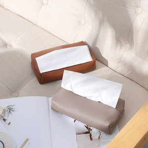 Boîte à mouchoirs en cuir de qualité supérieure, style nordique, gris-vert, kaki, blanc cassé, durable, multi-usages, pour la maison, le salon, la chambre à coucher - Product Image 3