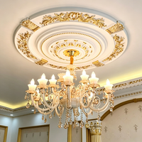 Médaillon de plafond en PU doré, Décoration de plafond ronde de style français, Rosace de lustre aspect plâtre, Rosace de plafond à emboîtement
