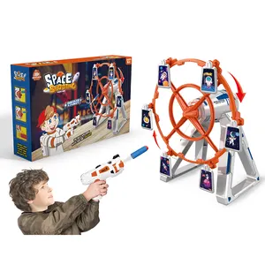 Kids gun exercise musical rotating windmill toy 6 target shooting game with soft bullets