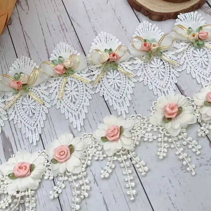 Fabric Ribbon Decorations, Embroidered Lace Ribbons