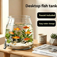 Nouvel aquarium de 26 L, petit aquarium domestique pour salon, en plastique imitation verre, aquarium de bureau pour petits poissons rouges avec robinet