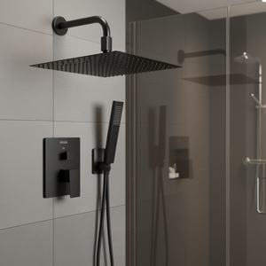 Vevor - Cabezal de Ducha Cuadrado Negro Mate de 10 Pulgadas con Juego de Ducha de Mano, Sistema de Ducha con Grifo de Pared para Baño - Product Image 2