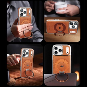 Wholesale Magnetic PU Leather Phone Case for <b>iPhone</b> 17 12 13 14 15 16 Pro Max 17 Air With 360° Metal Ring Stand Protective Cover - Product Image 4