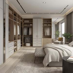 Customized Size Wood Cloth Cabinet Walkin Closet Melamine Finished Closet Design <b>Wardrobes</b> for Villa - Product Image 2